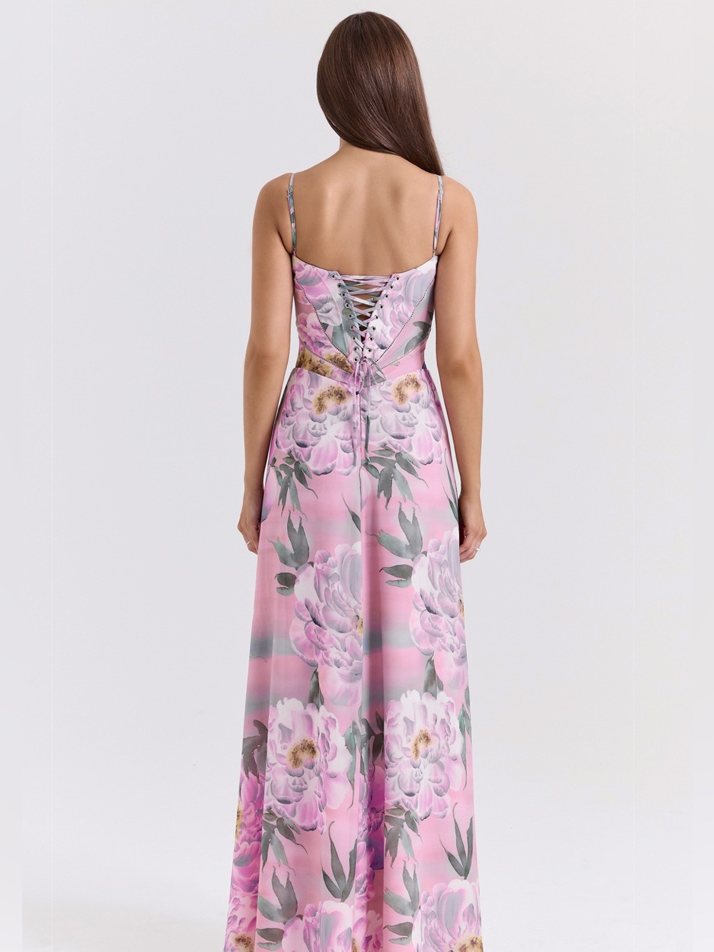 SEREN
Pink Floral Print Lace Back Maxi Dress L+ - Picture 6 of 7